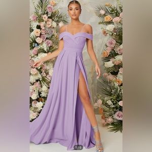 SHEIN Belle Cold Shoulder Split Thigh Dress